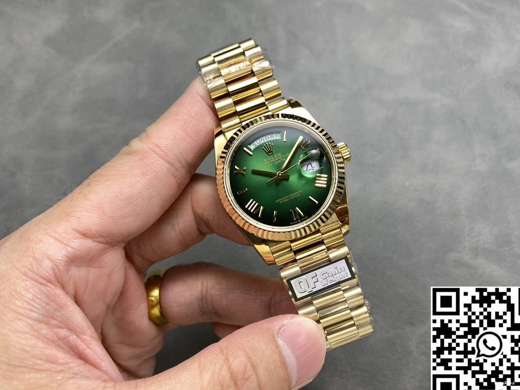 36mm Rolex Date Gold Tungsten Factory Day Dial Green M128238-0118 Yellow QF Steel v5 1118